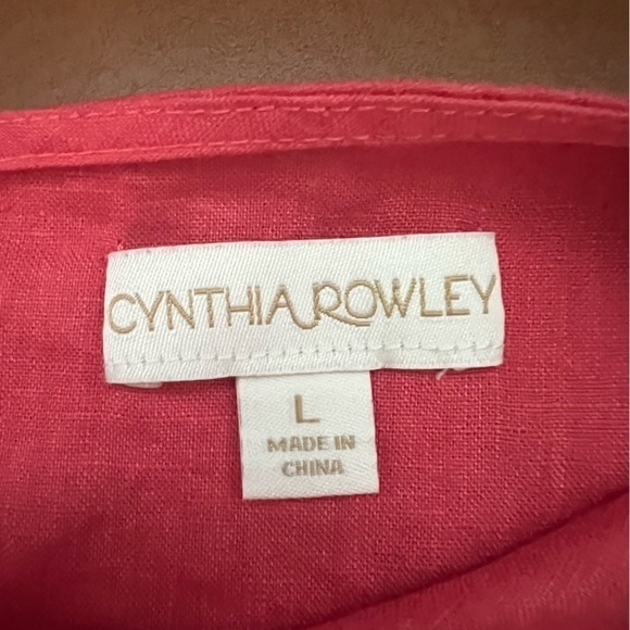 Cynthia Rowley Berry Pink Coral 100% Linen Ruffles Shirt Cropped Top Size Large - Picture 4 of 10